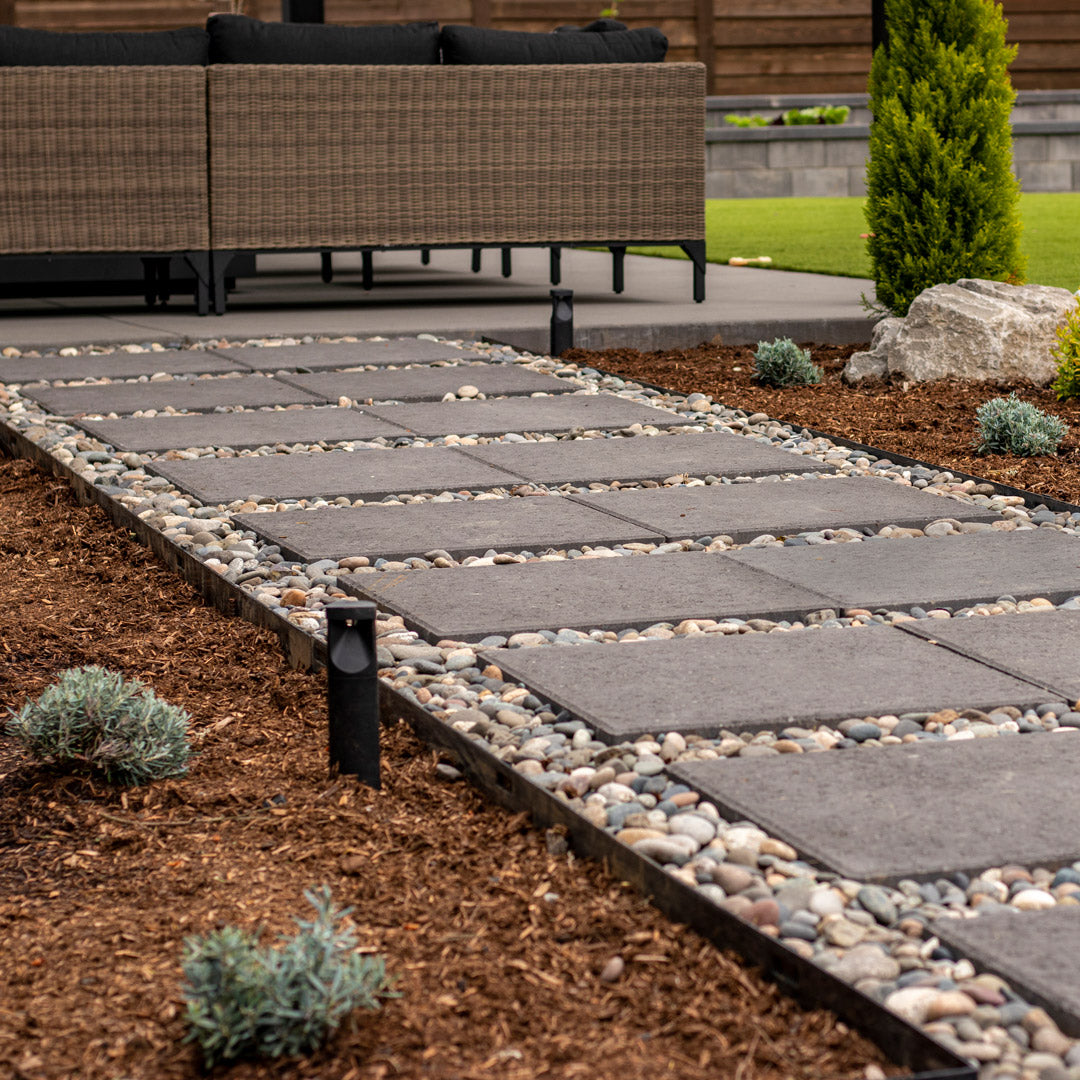 Paved pathway with decorative stones